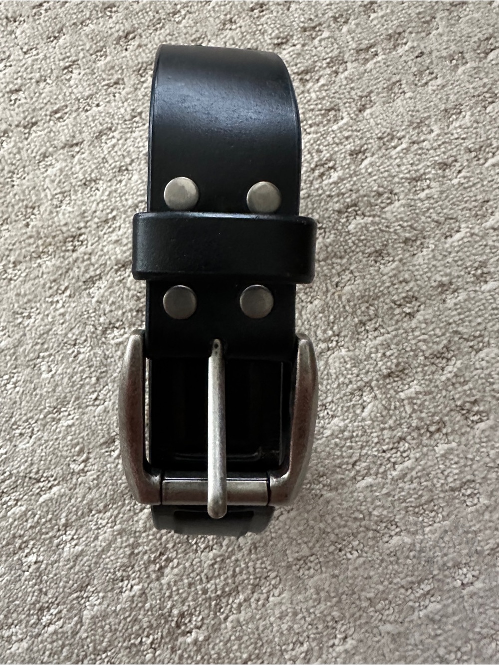Classic Men's Black Leather Belt with Silver Buckle